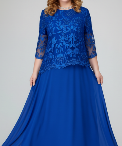 Comprar vestido longo festa plus size renda bordada feminino elegante manga 3/4 casamento promoção ANELLIMN