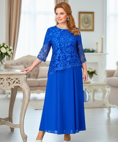 Vestido Longo Festa Plus Size Renda Bordada Feminino Casamento | Nicie