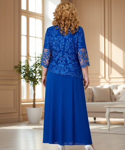 Comprar vestido longo festa plus size renda bordada feminino elegante manga 3/4 casamento promoção ANELLIMN