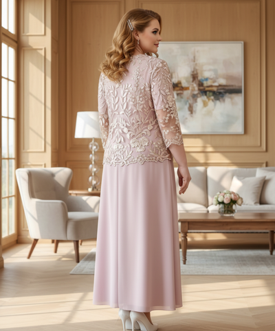 Comprar vestido longo festa plus size renda bordada feminino elegante manga 3/4 casamento promoção ANELLIMN