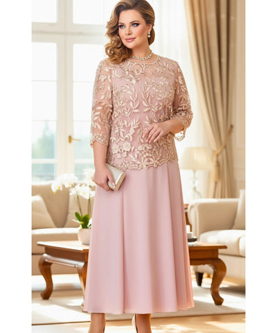 Vestido Longo Festa Plus Size Renda Bordada Feminino Casamento | Nicie