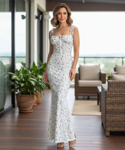 Vestido Longo Florido Sereia Casual Verão | Maya