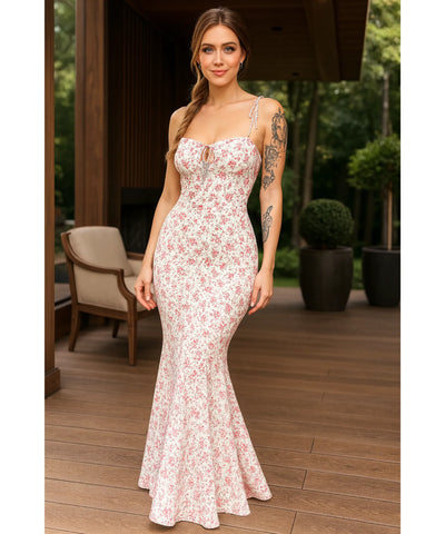 Comprar Vestido Longo Florido Sereia Feminino Alças Ajustáveis Viscose Casual barato em promoção ZARA
