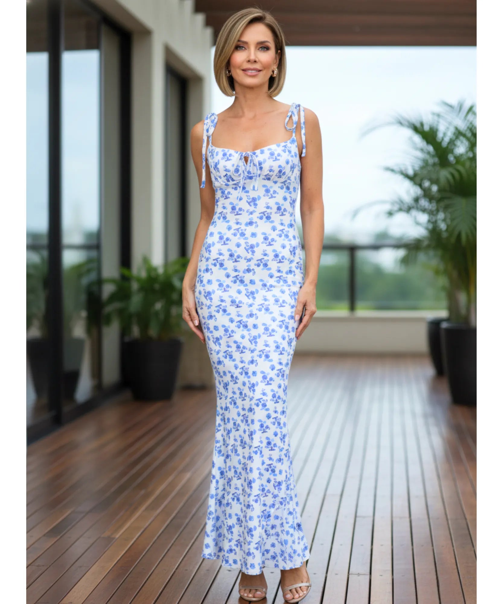 Comprar Vestido Longo Florido Sereia Feminino Alças Ajustáveis Viscose Casual barato em promoção ZARA