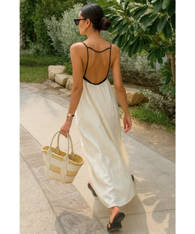 Comprar vestido longo feminino linho alça fina balonê elegante verão casual barato em promoção ZARA
