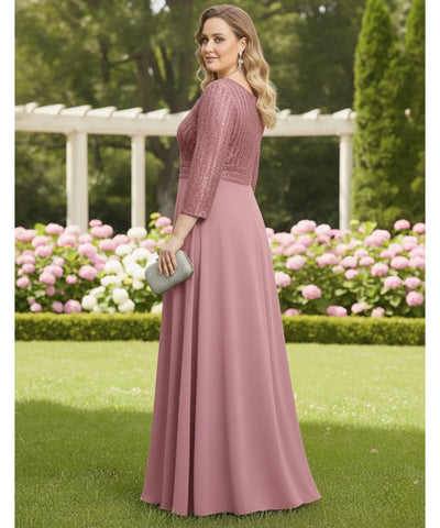 Comprar vestido longo festa paetê verde esmeralda manga 3/4 decote V para madrinha formatura casamento plus size barato em promoção