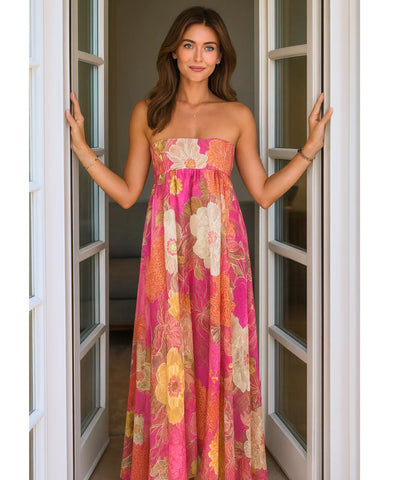Vestido Longo Tomara que Caia Floral Premium Verão  | Amaryllis