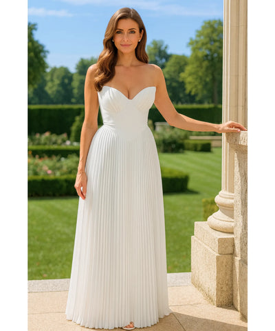 Vestido De Festa Longo Tomara Que Caia Plissado Elegante Madrinha | Nelita