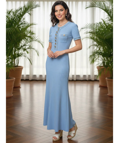 Vestido Midi Branco Canelado Feminino Elegante Verão | Lua