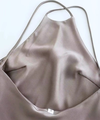 Comprar vestido midi cetim premium com alças cruzadas nas costas para casamentos formaturas e eventos especiais em promoção LADY DRESS