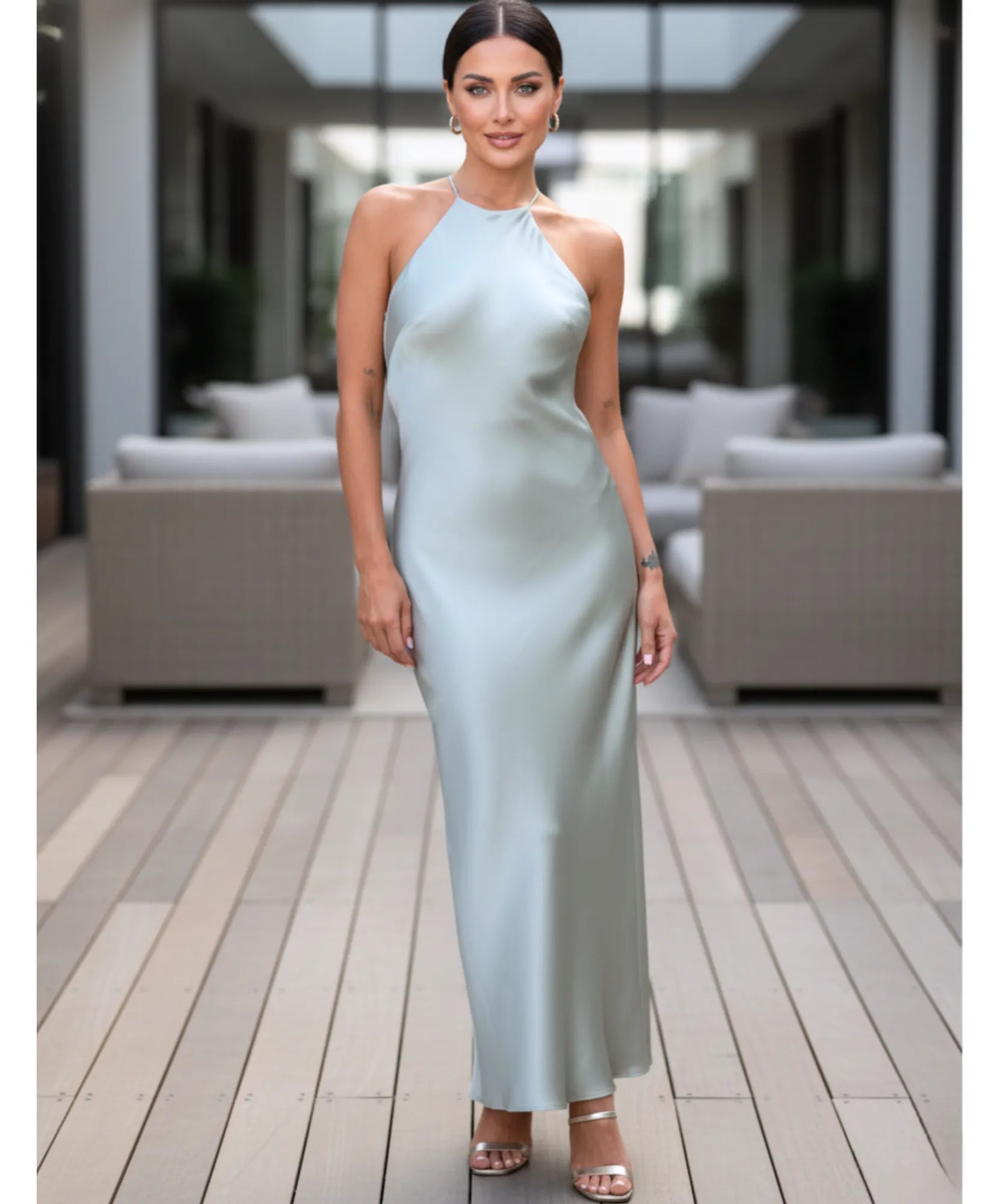 Comprar vestido midi cetim premium com alças cruzadas nas costas para casamentos formaturas e eventos especiais em promoção LADY DRESS