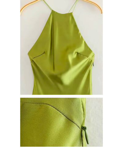 Vestido Midi Cetim Premium Alças Cruzadas Exclusivo | Kalie