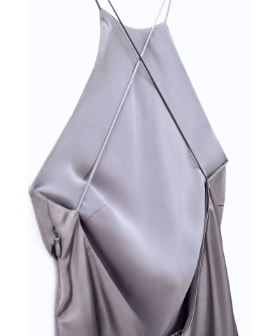 Comprar vestido midi cetim premium com alças cruzadas nas costas para casamentos formaturas e eventos especiais em promoção LADY DRESS