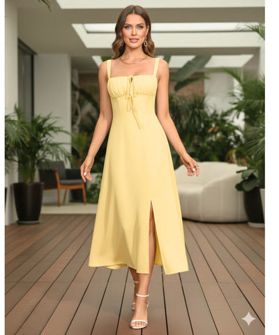 Vestido Midi com Corset para Casamento e Formatura Elegante | Bia