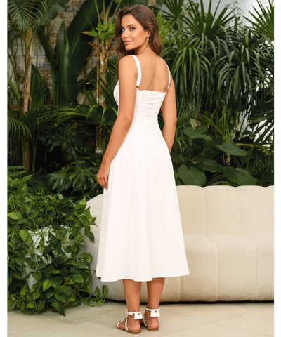 Vestido Midi com Corset para Casamento e Formatura Elegante | Bia