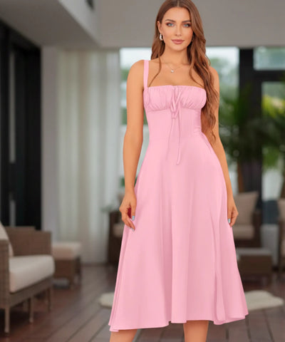 Vestido Midi com Corset para Casamento e Formatura Elegante | Bia