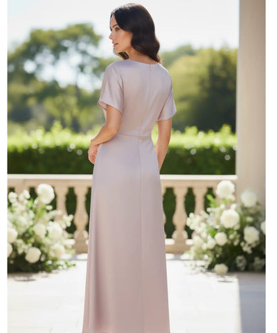 Vestido Midi Elegante Cetim Decote V Feminino | Ellie