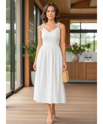 Vestido Midi Elegante Feminino Regata Boho Amarração | Lalá