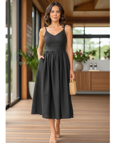 Vestido Midi Elegante Feminino Regata Boho Amarração | Lalá