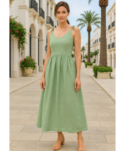 Vestido Midi Elegante Feminino Regata Boho Amarração | Lalá