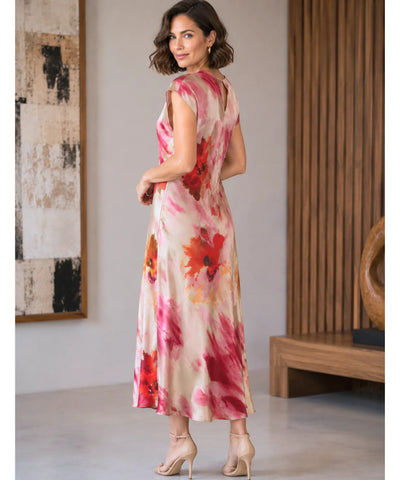 Comprar vestido midi estampado feminino manga japonesa costas barato Anellimn