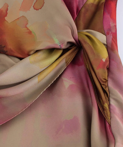 Comprar vestido midi estampado feminino com nó na cintura barato Anellimn