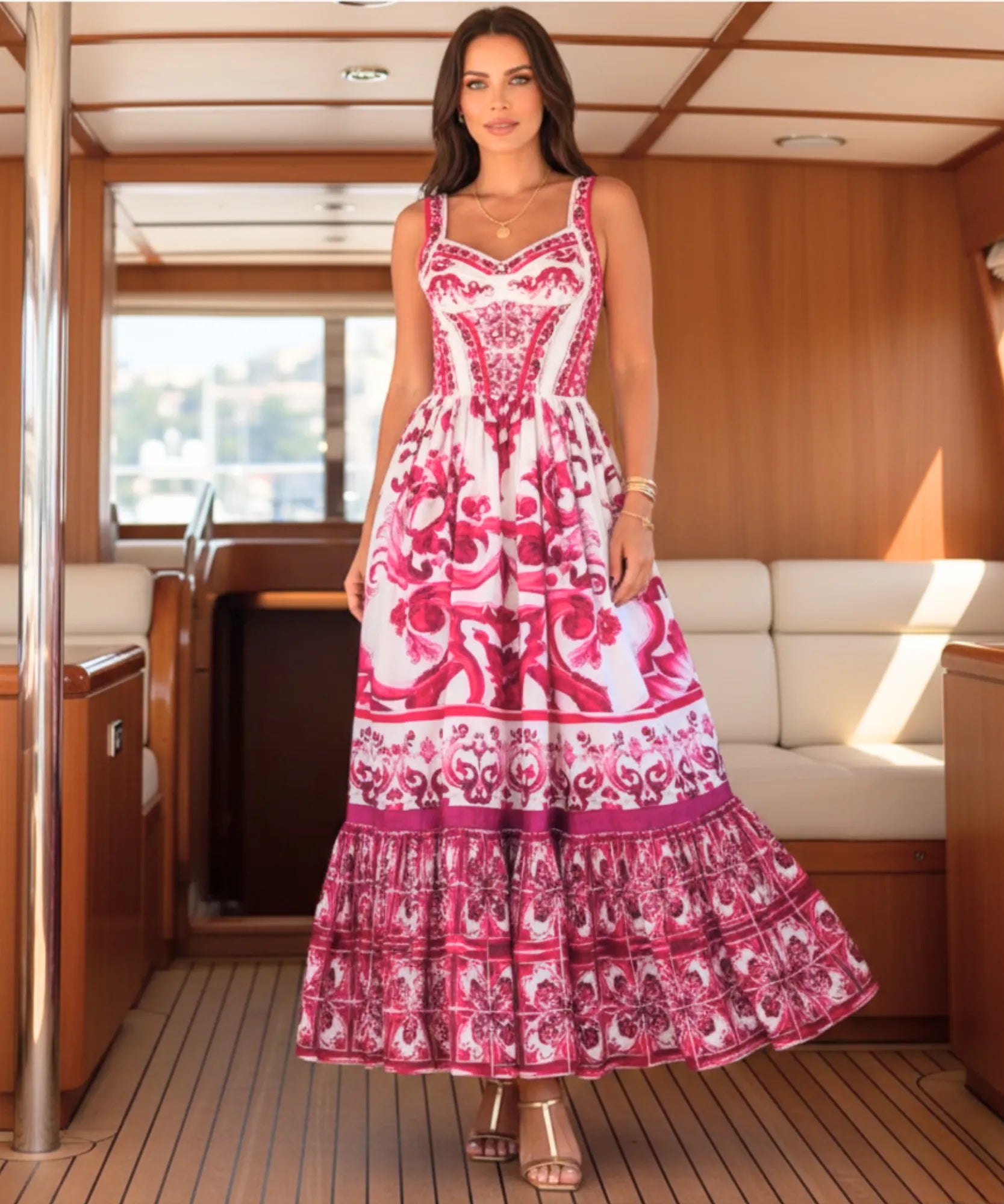 Comprar vestido midi feminino boho estampado com alças finas franzido costas para festa verão barato em promoção ZARA