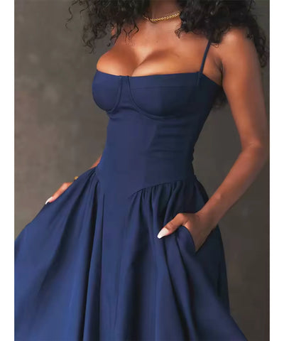 Vestido Midi Festa Corset em Zibeline Elegante | Chiara