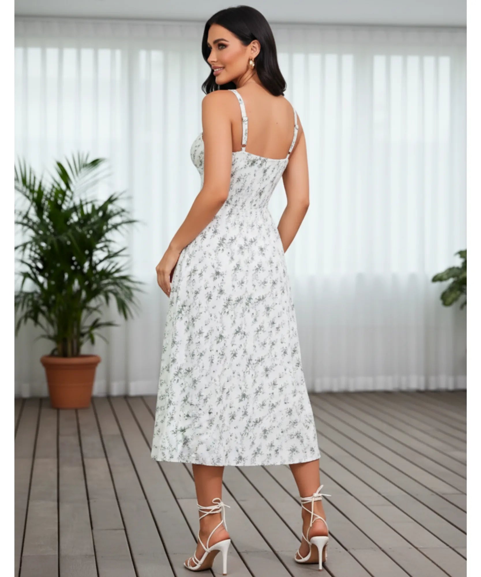 Comprar vestido midi floral com alças amarração nas costas elegante para festa casamento formatura verão em promoção ZARA