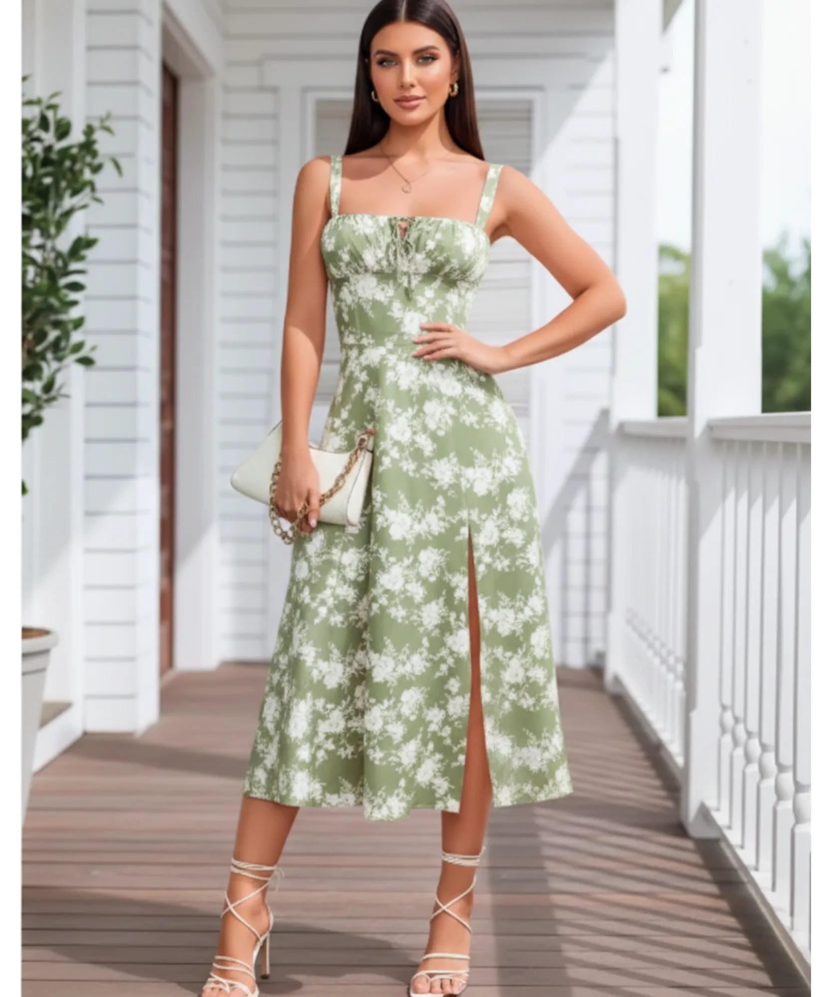 Comprar vestido midi floral com alças amarração nas costas elegante para festa casamento formatura verão em promoção ZARA