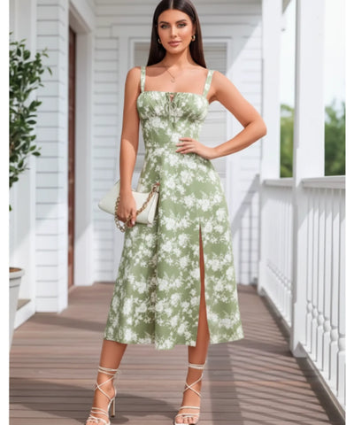 Comprar vestido midi floral com alças amarração nas costas elegante para festa casamento formatura verão em promoção ZARA
