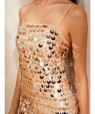 Vestido Elegante Midi de Festa com Paetês Casamento | Tícia