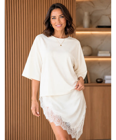 Comprar vestido midi renda feminino assimétrico em promoção Anellimn