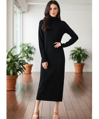 Comprar vestido midi tricot feminino gola alta felpuda com toque suave e modelagem ajustada para looks de inverno elegantes barato ZARA