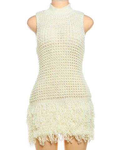 Vestido Off White Tricot Feminino Verão Elegante  | Jojô