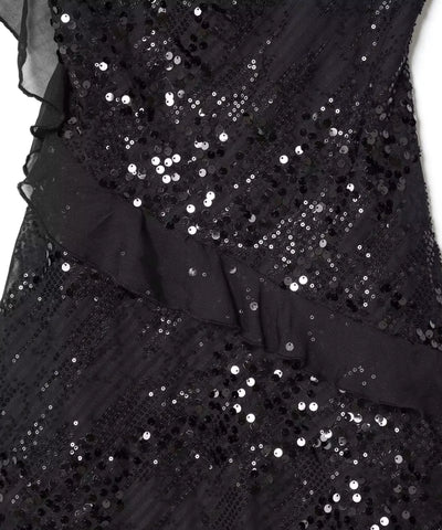 Vestido curto paetê preto, detalhe do tecido com brilho