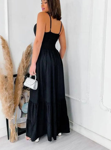 Comprar vestido longo de festa preto de alcinha barato