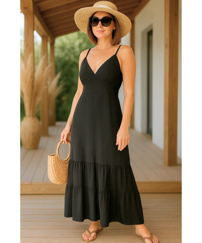Vestido Preto Longo Feminino Elegante Alça | Nani