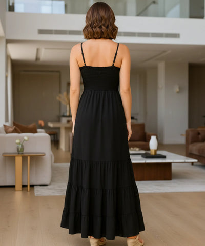 Vestido Preto Longo Feminino Elegante Alça | Nani