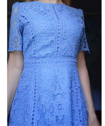 Vestido Renda Midi Guipir Elegante Festa Casamento Dia | Cindy