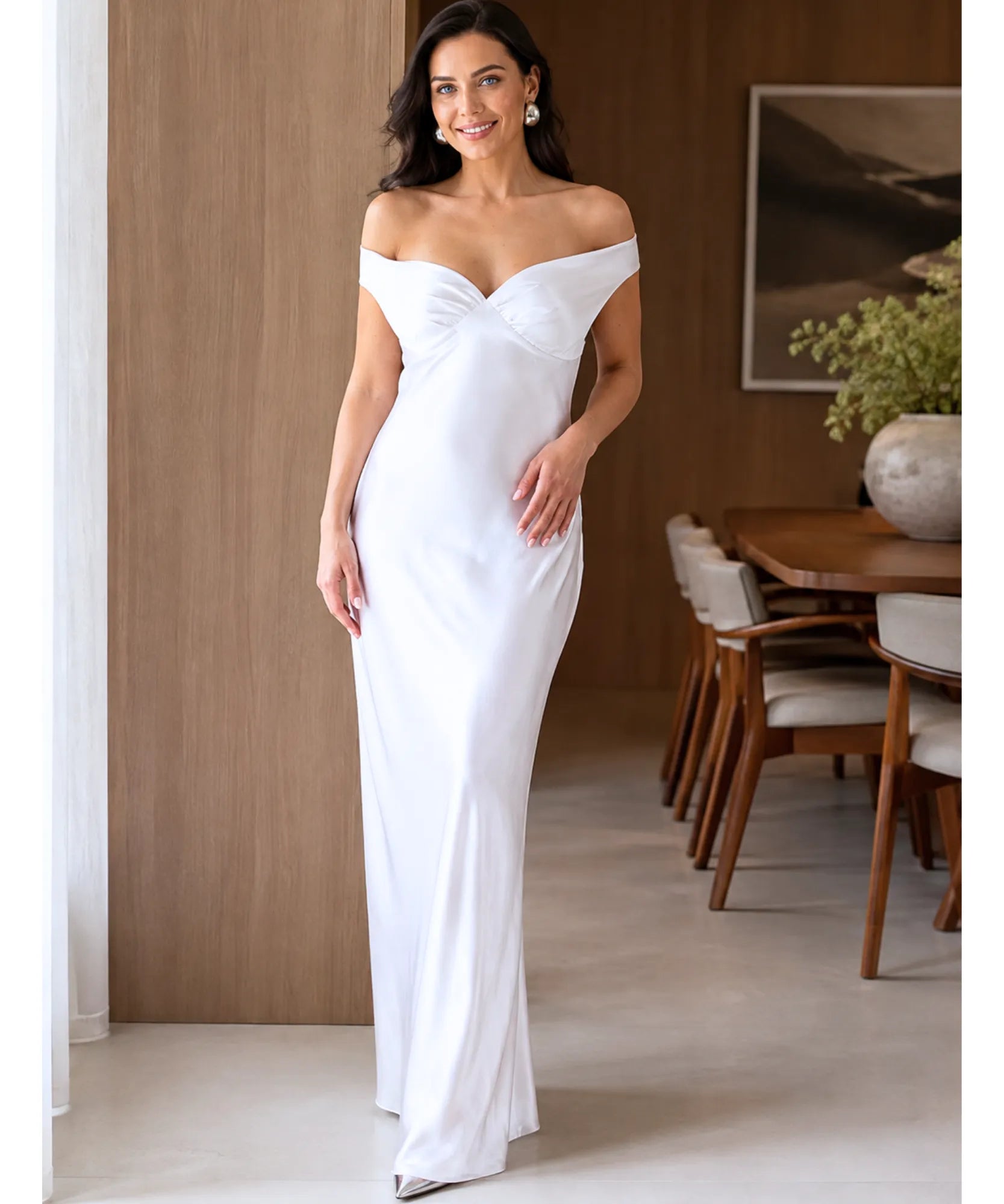 Comprar vestido tomara que caia longo festa em promoção Anellimn
