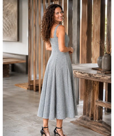 Comprar vestido xadrez feminino verde midi em promoção Anellimn