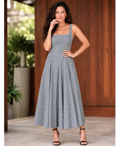 Comprar vestido xadrez feminino verde midi em promoção Anellimn