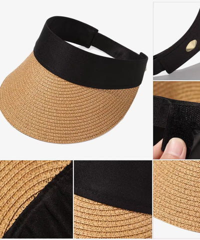Viseira Feminina Aba Larga Ajustável Topo Aberto Faixa | Chic