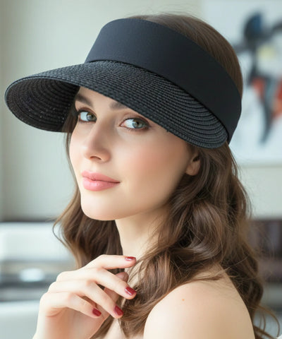 Viseira Feminina Aba Larga Ajustável Topo Aberto Faixa | Chic