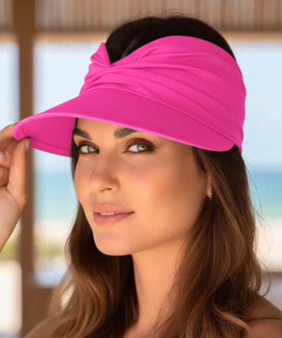 Viseira Feminina Franzida Drapeado Ajustável Proteção UV | Suna