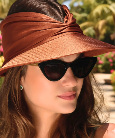 Viseira Feminina Franzida Drapeado Ajustável Proteção UV | Suna