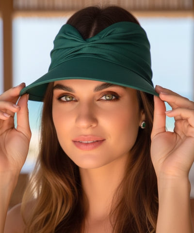 Viseira Feminina Franzida Drapeado Ajustável Proteção UV | Suna