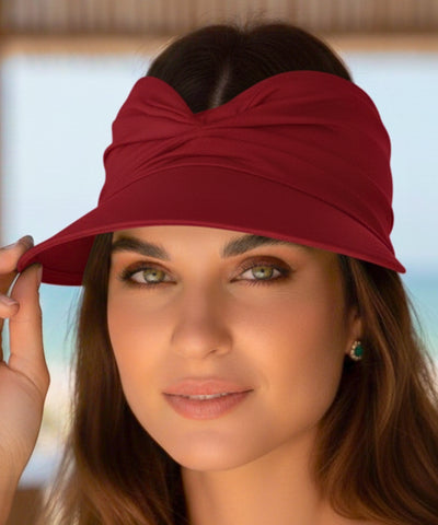 Viseira Feminina Franzida Drapeado Ajustável Proteção UV | Suna